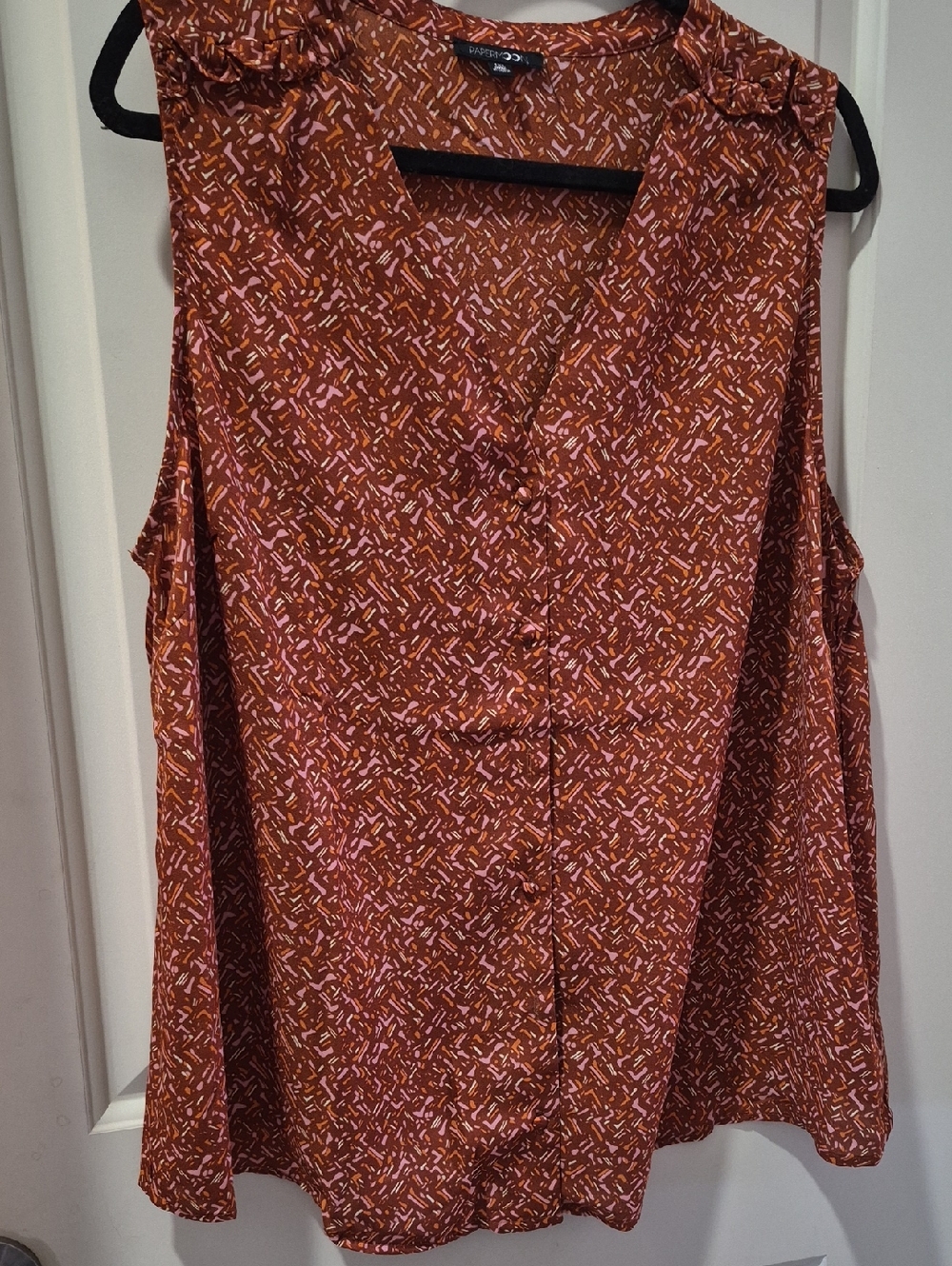 Papermoon Rust Printed Sleeveless Button-Front Camisole